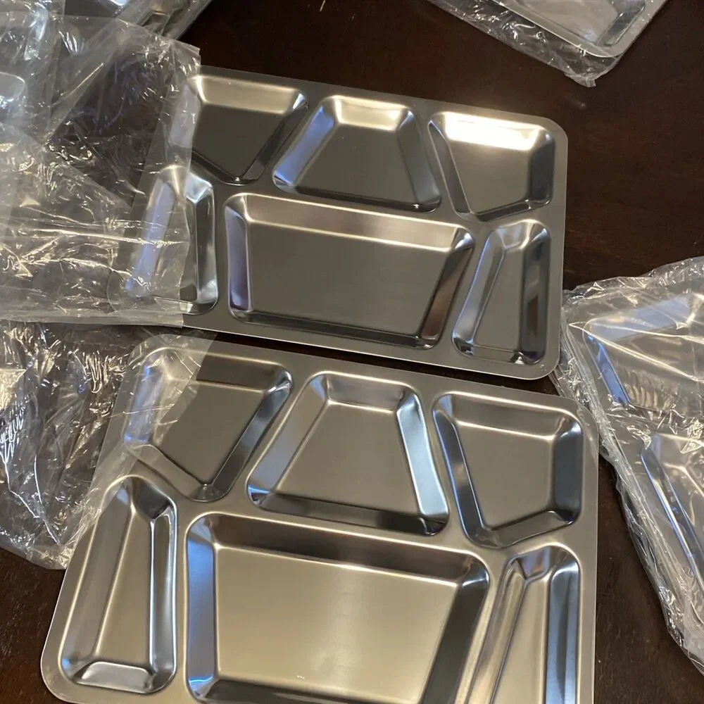 Vintage Military Stainless Steel Mess Hall Trays Camping Picnic Set Of 14